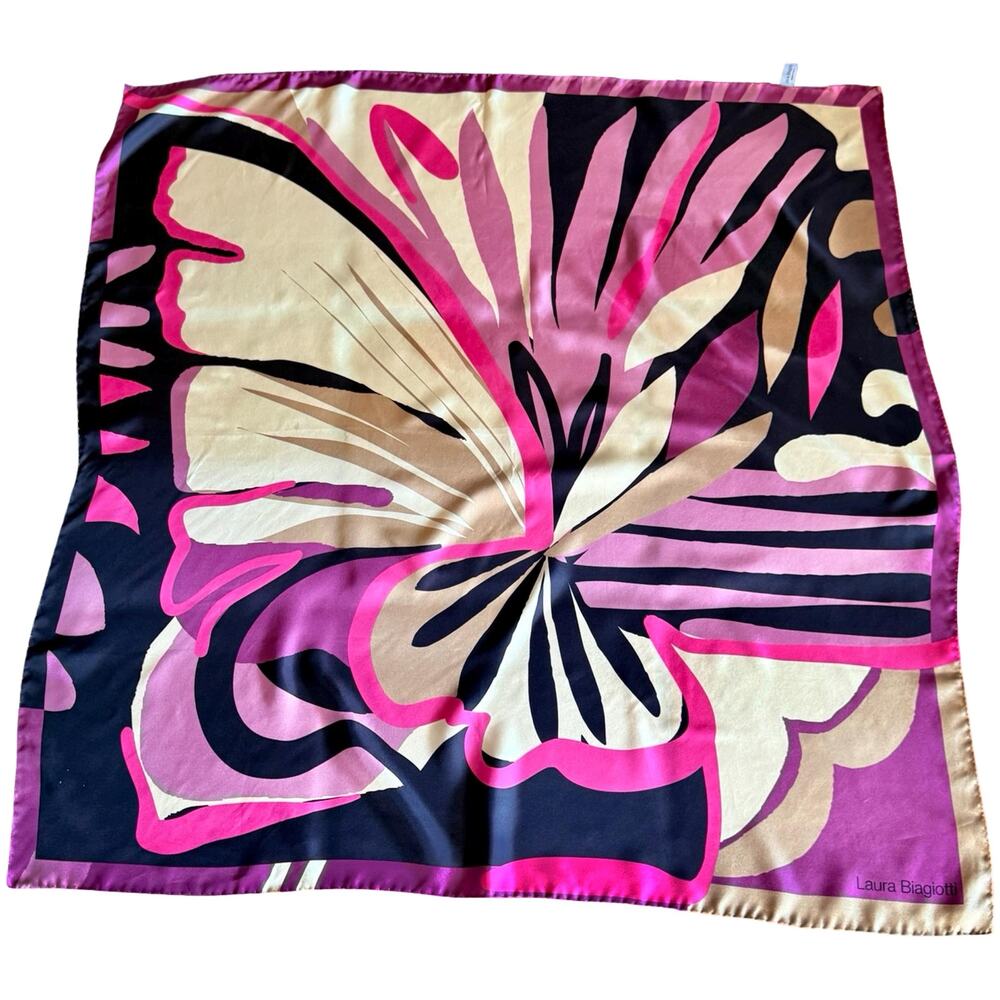 Rare Vintage Laura Biagiotti Silk Di Como Italian Scarf Abstract Print 34x34 - Picture 11 of 12